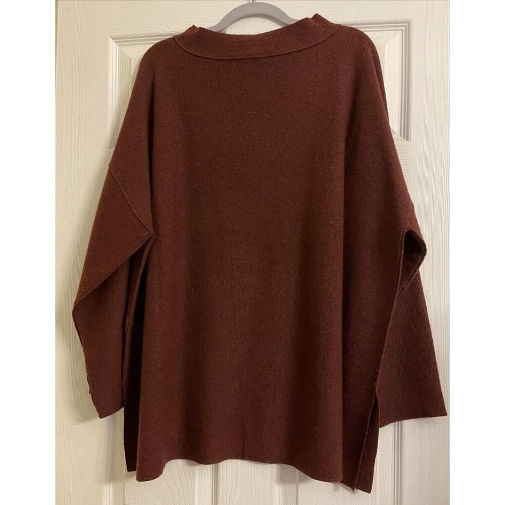 Melissa Paige Womens Button Back Dropped Shoulder Sweater Dark Brown Size 3X NWT